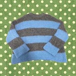 Topshop Grey and Blue Oversized Mohair Sweater